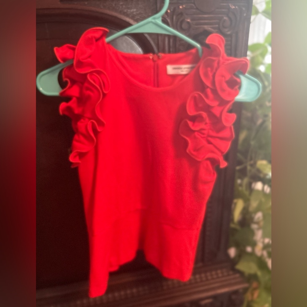 Amanda Uprichard Size P/XS Ruffled Sleevless Top